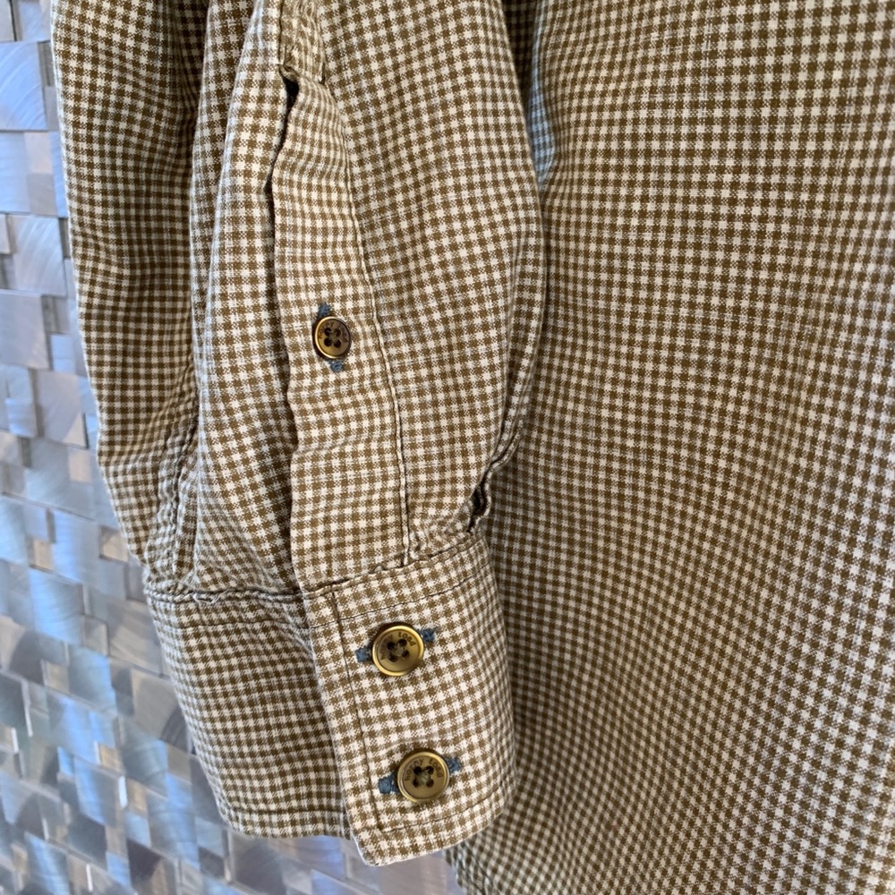 Horny Toad Khaki & White Gingham Buttondown - Picture 5 of 8